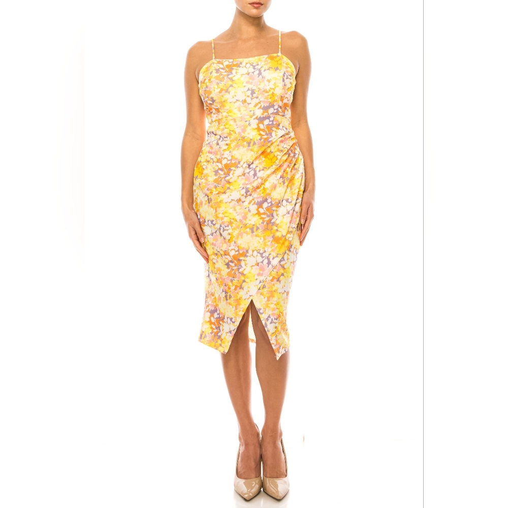Laundry Floral Print Skirt Overlay Spaghetti Strap Dress(HV03D20)